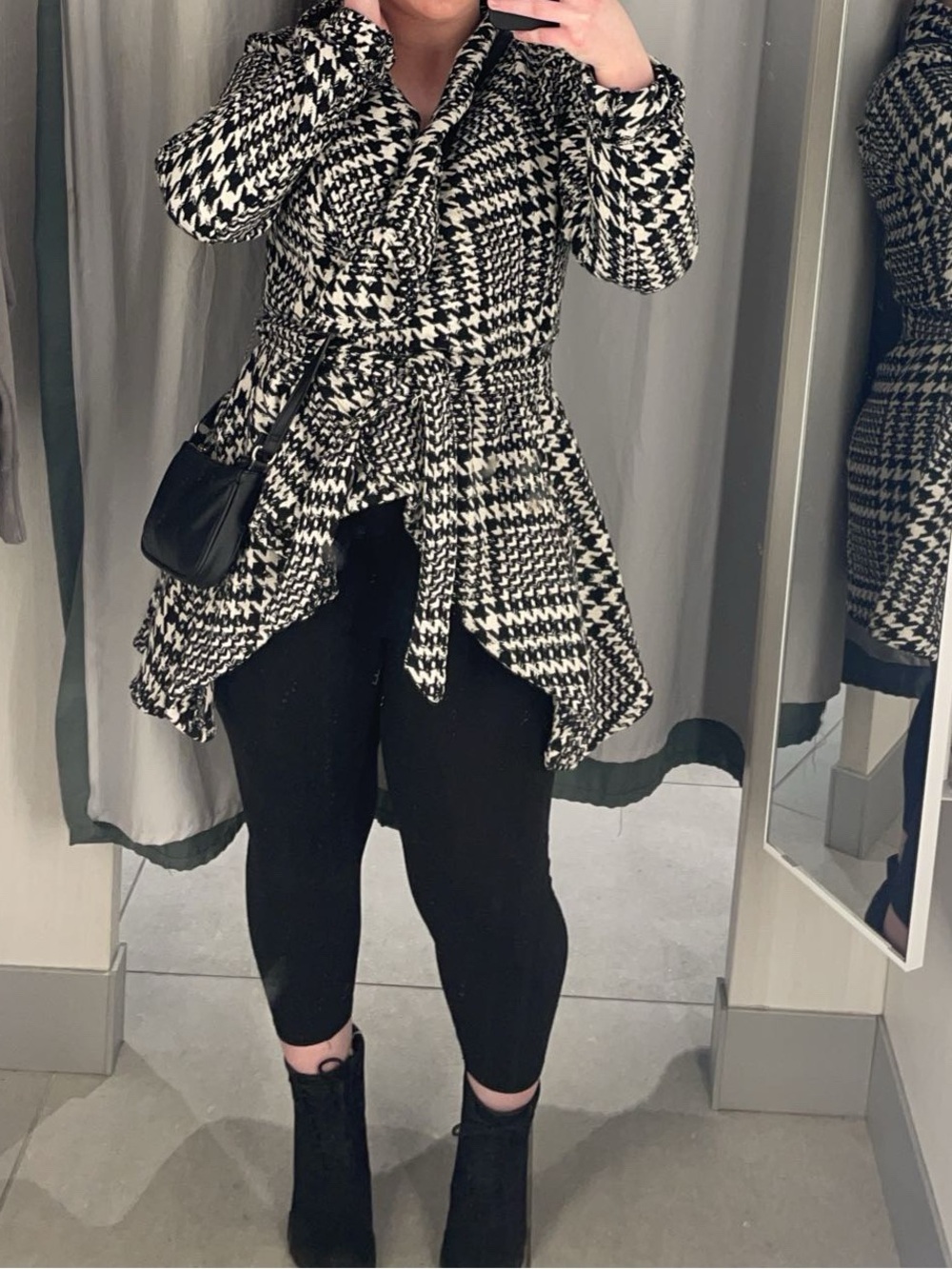 Under Wraps Houndstooth Belted Wrap Coat - Picture 3 of 3